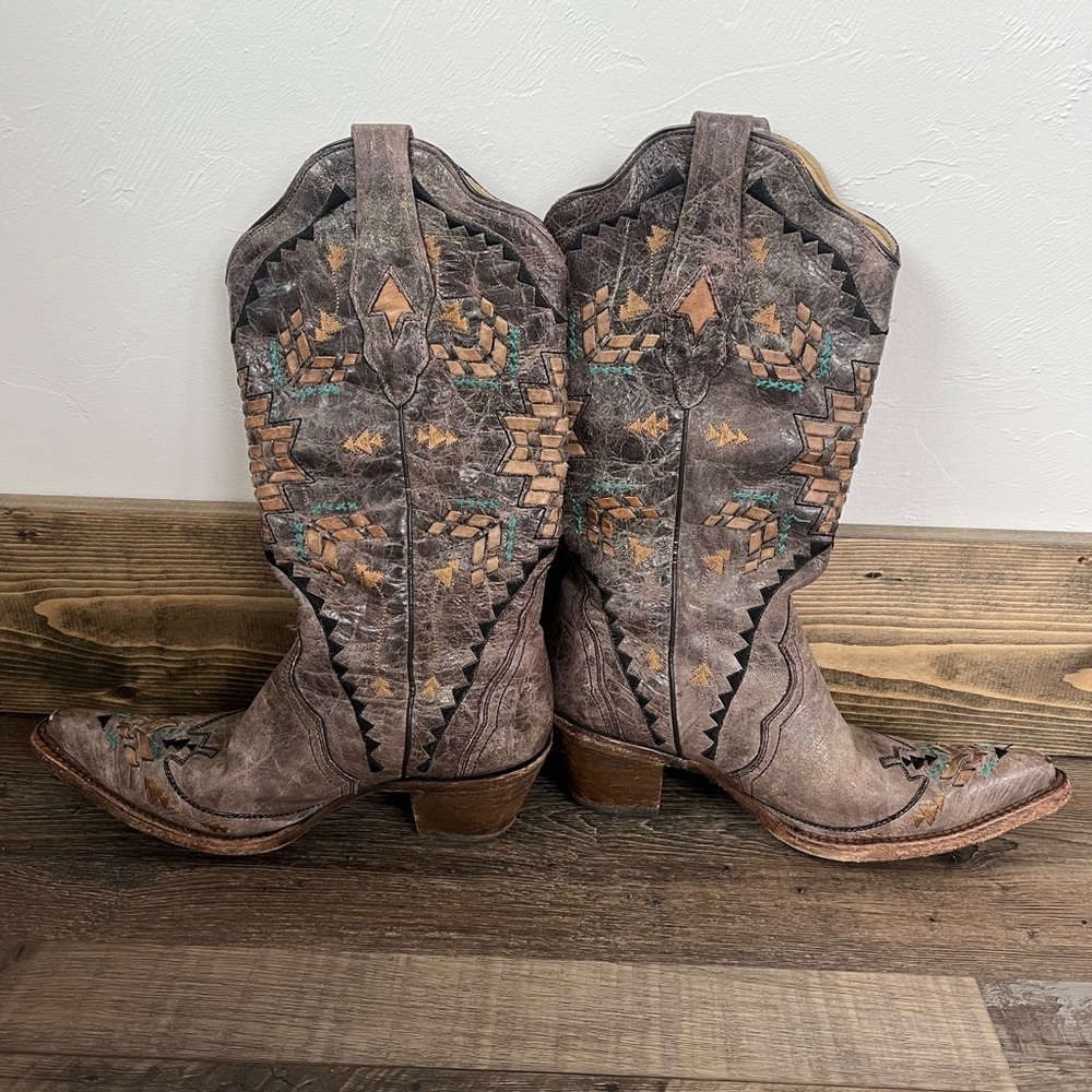 Corral Cowboy Boots Told Cango Tobacco w/ Fringe Tassel - Picture 5 of 13